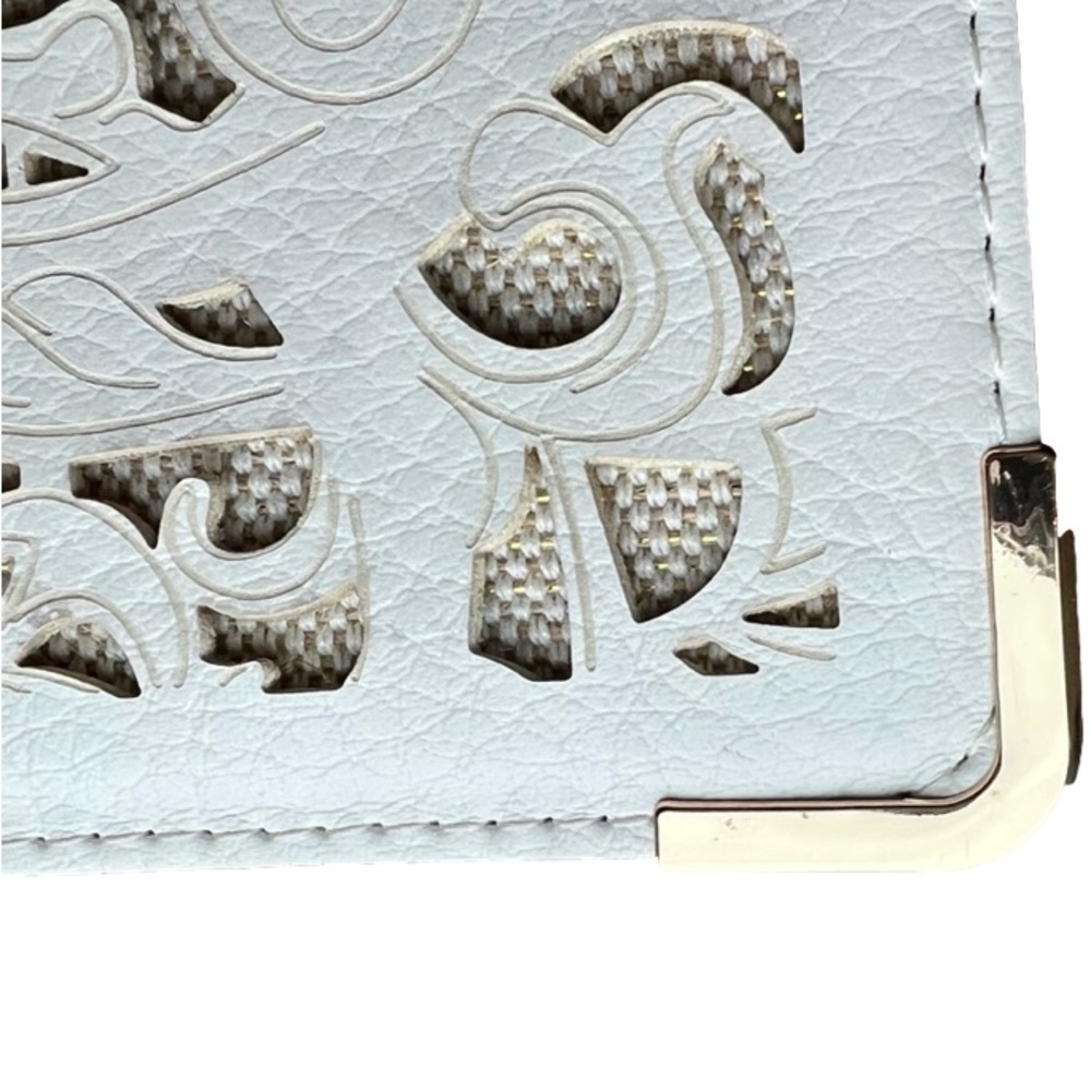 Aldo White Laser-Cut Clutch with Gold Corner Accent - Picture 2 of 14